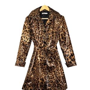 Vintage Georgiou Studio jacket leopard print belted lightweight trench size S